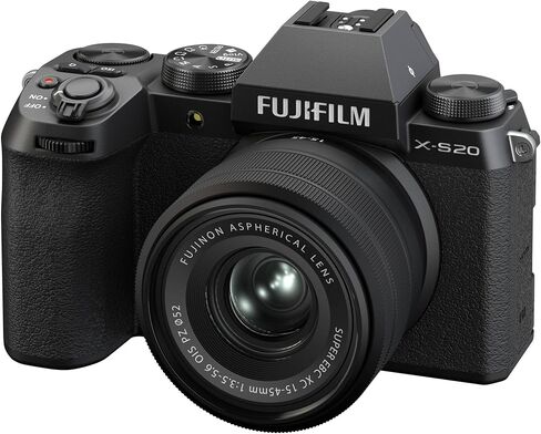 FUJIFILM X-S20 Mirrorless Camera with XC 15-45mm Lens, 26.1MP APS-C X-Trans CMOS 4 Sensor, 6.2K Video, 5-Axis IBIS, Vlogging Camera Bundle with Bag + 64GB Memory Card and More in Kuwait