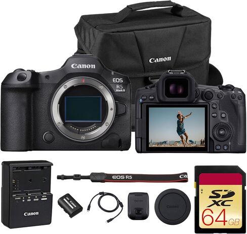 Canon EOS R5 Mark II Mirrorless Camera | Flagship Hybrid Power, Refined for Next-Gen Creators (6536C002) + 64GB Memory Card + Shoulder Bag in Kuwait