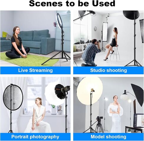 Heavy Duty Light Stand 9.8ft /3m Photography Tripod Light Stand Metal Adjustable Spring Cushioned with Carry Bag 1/4" to 3/8" Universal Screw for Photography LED Video Light, Ring Light, Monolight in Kuwait