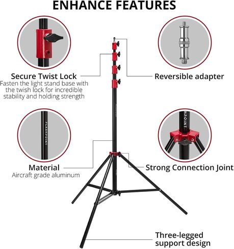 Flashpoint Pro Air-Cushioned Heavy-Duty Light Stand (Red, 13') in Kuwait
