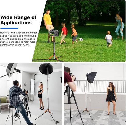 Soopho Portable Photography Light Stand Adjustable 7ft Aluminum Light Tripod Stand with 180° Reversible Leg Reversible Portable Studio Lighting Tripod ，Maximum Height 86.5“/220cm for Flsah Softboxes in Kuwait