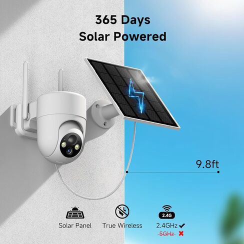 Oculview 2K Solar Security Cameras Wireless Outdoor, 4PCS Outdoor Camera Wireless with 360° View, Cameras for Home Security with Color Night Vision, Only Support 2.4GHz Wi-Fi, 4 Pack, White in Kuwait