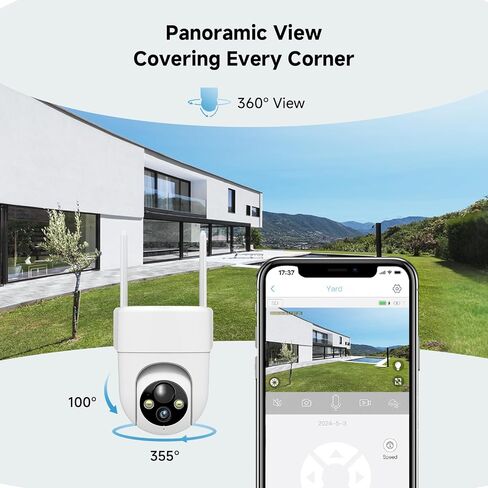 Oculview 2K Solar Security Cameras Wireless Outdoor, 4PCS Outdoor Camera Wireless with 360° View, Cameras for Home Security with Color Night Vision, Only Support 2.4GHz Wi-Fi, 4 Pack, White in Kuwait