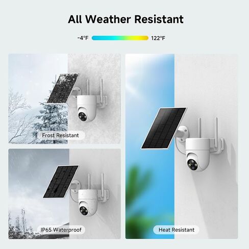 Oculview 2K Solar Security Cameras Wireless Outdoor, 4PCS Outdoor Camera Wireless with 360° View, Cameras for Home Security with Color Night Vision, Only Support 2.4GHz Wi-Fi, 4 Pack, White in Kuwait