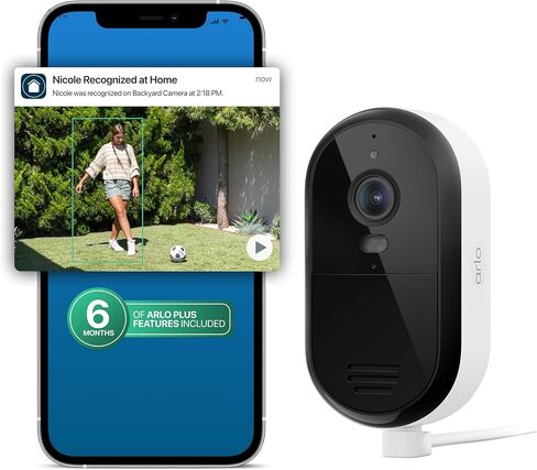 Arlo Essential Plug-in Security Camera 2K (3rd Gen) - 2-Cam | Wired surveillance camera; 2K & color night vision; Person, vehicle & package detection; 2-way audio; 1-mo Secure plan incl. in Kuwait