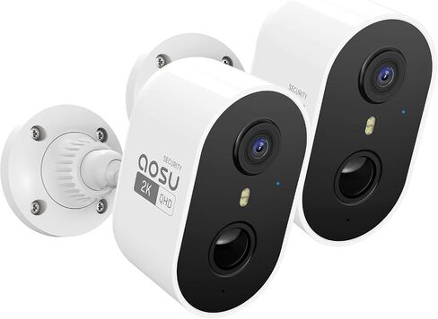 aosu 2K Solar Security Cameras Wireless Outdoor, Solar Outdoor Camera for Home Security, WiFi Camera with Color Night Vision, PIR Human Detection, 2-Way Talk, IP66 Waterproof (2 Pack) in Kuwait