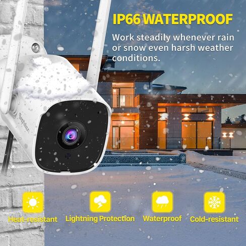Septekon 2K Home Security Cameras, 4 Pack Wired WiFi Outdoor Security Cameras with Night Vision, Two-Way Audio, 2.4G WiFi, IP66, Motion Detection Alarm - P30 in Saudi Arabia