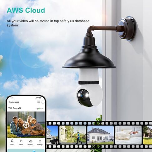 Hawkray Light Bulb Security Camera, 2 Pack, 2.4GHz & 5GHz Dual Band WiFi, 2K Full Color Night Vision, 360° Pan Tilt Wireless Indoor Outdoor Camera with Motion Detection, Two-Way Audio, Siren Alarm in Kuwait