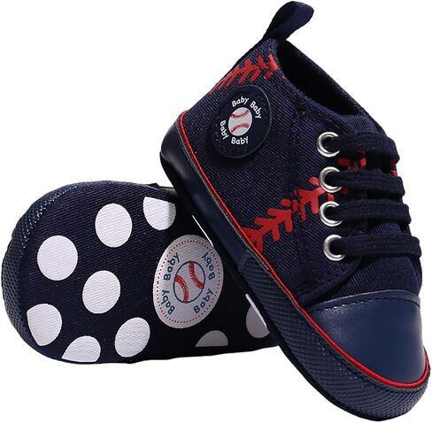 Baby Boys Girls Baseball Sneakers Soft Sole Infant Crib Shoes, Non-Slip First Walker Shoes for Newborn 0-6 6-12 12-18 Months Rookie of the Year 1st Birthday Baseball Shoes (4626BU13, Infant, 18 Months, Age, US Footwear Size System, Wide) in Kuwait