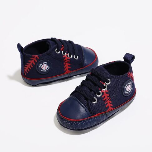 Baby Boys Girls Baseball Sneakers Soft Sole Infant Crib Shoes, Non-Slip First Walker Shoes for Newborn 0-6 6-12 12-18 Months Rookie of the Year 1st Birthday Baseball Shoes (4626BU13, Infant, 18 Months, Age, US Footwear Size System, Wide) in Kuwait