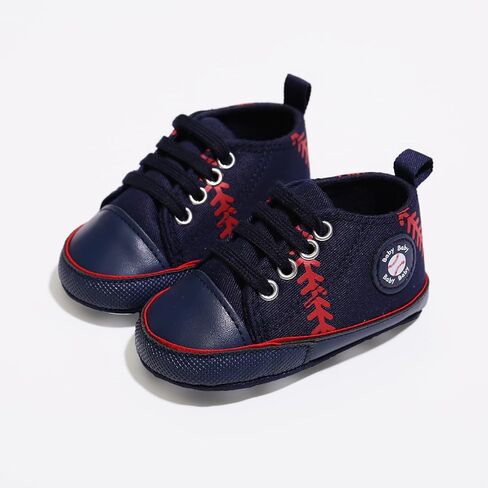 Baby Boys Girls Baseball Sneakers Soft Sole Infant Crib Shoes, Non-Slip First Walker Shoes for Newborn 0-6 6-12 12-18 Months Rookie of the Year 1st Birthday Baseball Shoes (4626BU13, Infant, 18 Months, Age, US Footwear Size System, Wide) in Kuwait
