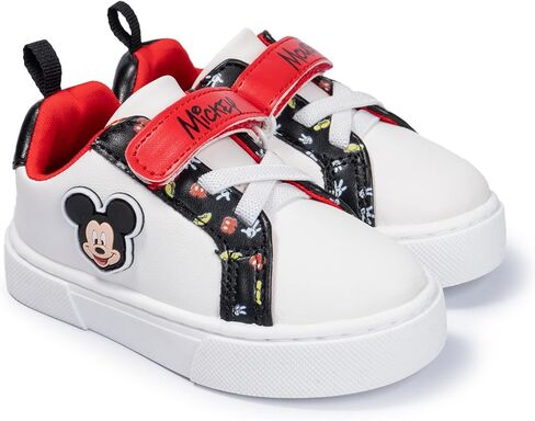 Disney Infant Sneakers - Winnie The Pooh and Minnie Mouse Baby Court Sneakers with a Hook and Loop Closure, Black, Size 4 Infant in Kuwait