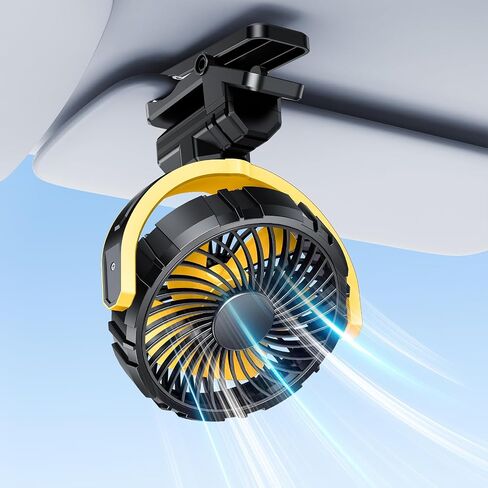 Battery Powered Clip On Fan for Car Visor Back Seat Roof Handles, Portable Rechargeable Car Clip on Fan for SUV Van RV Pickup Truck Camping Desk Bed Stroller Baby Crib, Quiet 360 Rotation in Kuwait