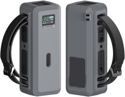 Silicone Case for Anker 737 Power Bank - Shockproof Protective Case with Handle and Tripod - Soft Leather Stand 161x55x63mm (Grey) in Kuwait