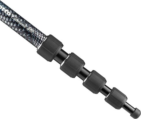 Manfrotto Element MII MMELMIIA5BK, Lightweight 5-Section Aluminium Travel Camera Monopod, with Wrist Strap, Rubber Grip, Twist Locks, Load up 15kg, for Compact Cameras, Mirrorless, DSLR, Black in Kuwait