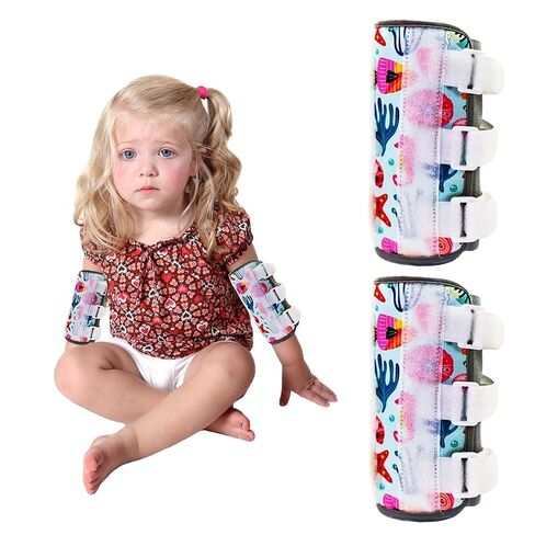 2 Pack Thumb Sucking Stop for Kids Toddlers Nail Biting Treatment Finger Sucking Deterrent Guard Prevention Anti Nose Picking Pediatric Elbow (Ocean) in Kuwait