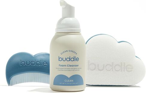 Buddle 3-Piece Baby Cradle Cap System with Foam Cleanser, Comb and Brush | No-Rinse Micellar Foam, Fine-Tooth Comb, Dual-Sided Brush and Sponge, Gentle Scalp Care for Newborns and Infants in Kuwait