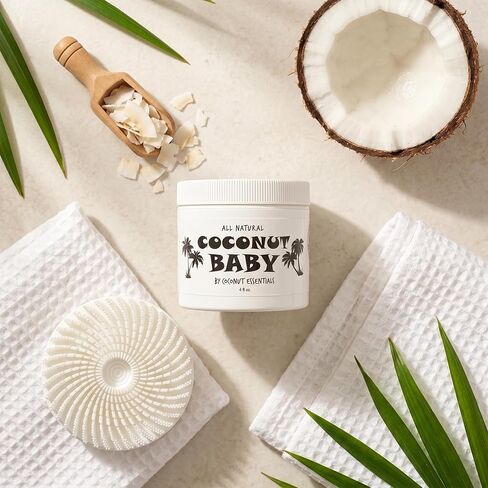 Coconut Essentials Cradle Cap Kit - Includes All Natural 4oz Coconut Baby Balm & Soft Silicone Baby Brush Scalp Massager - Gentle Dry Scalp & Flaky Skin Treatment for Newborns and Infants | 2-step cradle cap kit: 4oz natural coconut balm & soft spiral sil in Kuwait