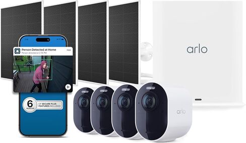 Arlo Ultra Wireless Security Camera 4K HDR (3rd Gen) - 2-Cam + SmartHub | 4K HDR video; 180° field of view; SmartHub incl.; AI detection & event captions; Emergency response; 1-mo Secure plan incl. in Kuwait