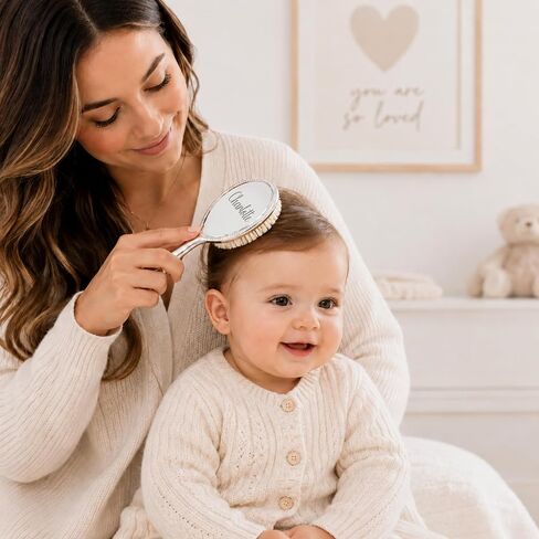 Custom Silver Baby Brush Set – First Birthday Heirloom Gift in Kuwait