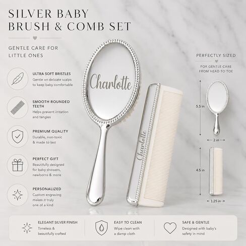 Custom Silver Baby Brush Set – First Birthday Heirloom Gift in Kuwait