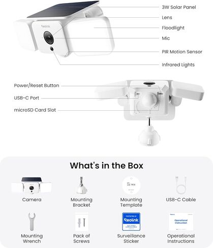 REOLINK Solar Floodlight Security Cameras Wireless Outdoor, Up to 1000lm | 2 Pack, AI/PIR Motion-Activated Floodlight, 2K 150° Color Night Vision, Light & Siren Alarm, Two-Way Talk, WiFi 6 2.4/5GHz in Saudi Arabia