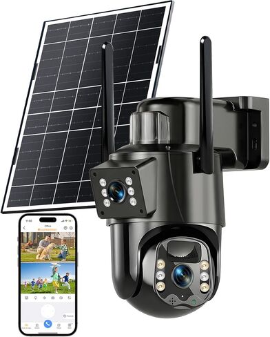 KEPEAK Solar Security Camera Outdoor Wireless, Triple-Lens WiFi Camera 2.4G with Human Detection, Color Night Vision, 2-Way Talk for Home Yard Garage in Kuwait