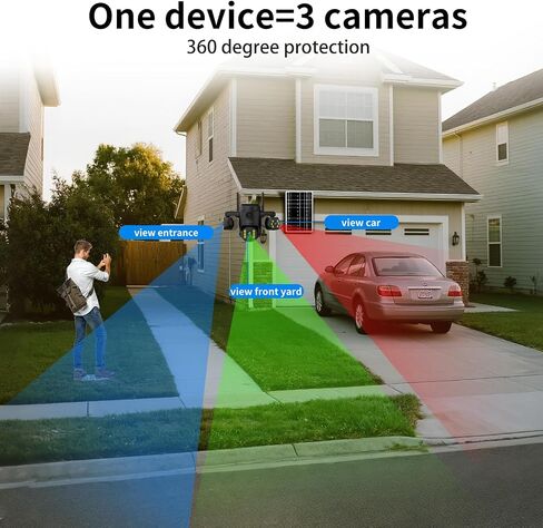 Triple Lens Outdoor Wireless Security Camera, Outdoor Cameras for Home Security, Color Night Vision, Outdoor Camera Two Way Audio for Home and Farm in Kuwait