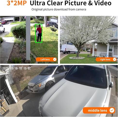Triple Lens Outdoor Wireless Security Camera, Outdoor Cameras for Home Security, Color Night Vision, Outdoor Camera Two Way Audio for Home and Farm in Kuwait