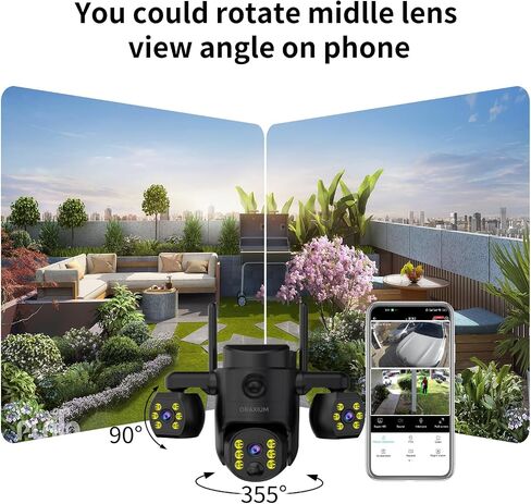 Triple Lens Outdoor Wireless Security Camera, Outdoor Cameras for Home Security, Color Night Vision, Outdoor Camera Two Way Audio for Home and Farm in Kuwait