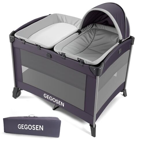 Portable Baby Playard 4 in 1 Design, Foldable Baby Playpen with Removable Bassinet, Canopy and Changing Table, Infant Playrad, Nursery Center Travel Crib in Kuwait