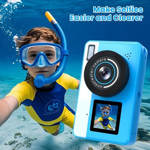 4K Waterproof Camera,10FT Underwater Digital Camera,48MP Floating Camera | for Snorkeling,Surfing,Swimming and Kayaking,Dual-Screen Selfie,Autofocus,18X Zoom,Fill Light,32GB Card,Type-C Rechargeable in Kuwait