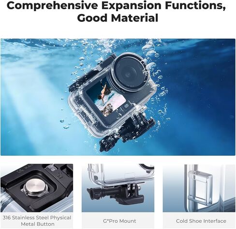 K&F Concept 60M/196FT Waterproof Case Compatible with DJI Osmo Action 6 | Underwater Housing with Cold Shoe Mount| Optical Glass Lens |Anti-fog Sheet, Action 6 Deep Diving Scuba Protective Shell,PT01 in Kuwait