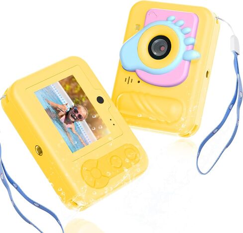 Kids Toy Camera Waterproof with 32GB Card, Fun Christmas & Birthday Gift for Boys & Girls Ages 3+, 48MP 1080P HD Underwater Digital Camera, IP68 Shockproof – (Footprint Yellow) in Kuwait