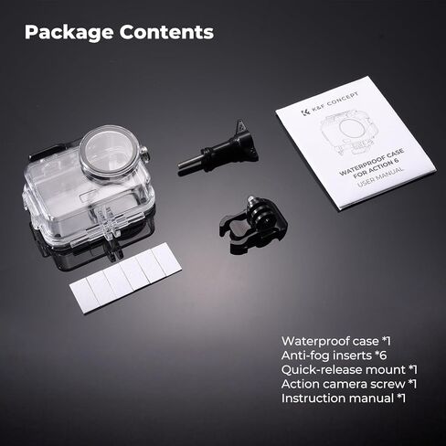 K&F Concept 60M/196FT Waterproof Case Compatible with DJI Osmo Action 6 | Underwater Housing with Cold Shoe Mount| Optical Glass Lens |Anti-fog Sheet, Action 6 Deep Diving Scuba Protective Shell,PT01 in Kuwait