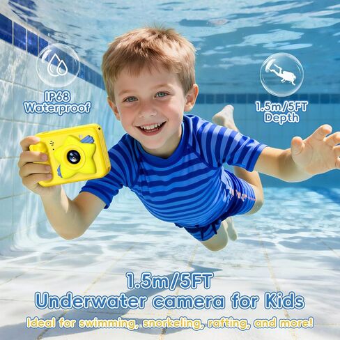 Underwater Camera for Kids - IP68 Waterproof Camera, 48MP Dual Lens, 1080P Video Recording, Toddler Camera for Pool & Beach, Ideal Christmas Birthday Gifts for Boys Girls Age 3-12 (Sky Blue) in Kuwait
