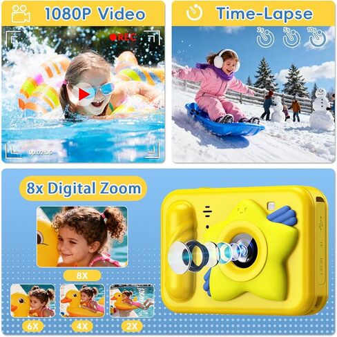 Underwater Camera for Kids - IP68 Waterproof Camera, 48MP Dual Lens, 1080P Video Recording, Toddler Camera for Pool & Beach, Ideal Christmas Birthday Gifts for Boys Girls Age 3-12 (Sky Blue) in Kuwait
