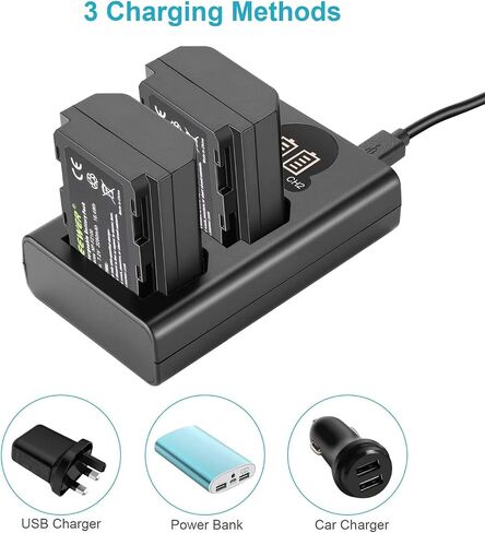 NEEWER NP-FZ100 2280mAh Replacement Battery and Charger with LCD Screen, 2 Packs, Compatible with Sony A1, A9 II, A7R III, A7R IV, A7R V, A7S III, A7 III, A7 IV, A6600, A7C Cameras in Kuwait