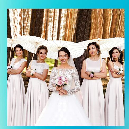 33 Inch White Paper Parasol Umbrella for Wedding Decor & DIY Art - Large Handmade Wooden Frame Sun Wedding Parasols, Asian Party Backdrop Painting Craft Projects in Kuwait