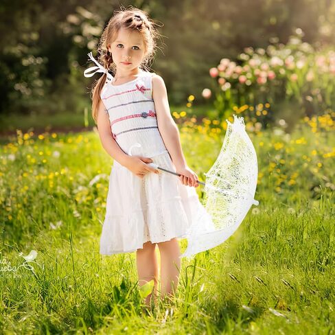 Toddmomy 19.6 Inch White Lace Parasol Umbrella Vintage Victorian Wedding Parasol for Photography Bridal Shower Tea Party Decor Lightweight Elegant Prop with Ergonomic J-Handle in Kuwait