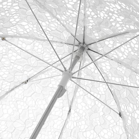 Toddmomy 19.6 Inch White Lace Parasol Umbrella Vintage Victorian Wedding Parasol for Photography Bridal Shower Tea Party Decor Lightweight Elegant Prop with Ergonomic J-Handle in Kuwait
