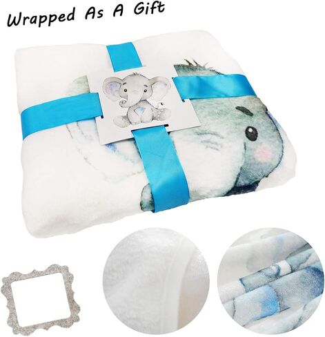Baby Monthly Milestone Blanket - Organic Plush Fleece Photography Background Prop for Boy Girl Newborn Soft Elephant Blanket with Frame Large 47''x40'' in Kuwait