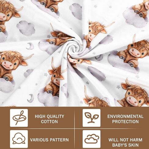 Lounsweer Highland Cow Baby Blanket for Kids Western Clouds Farmhouse Cow Toddler Soft Blanket with Double Layer Dotted Backing for Nursery Newborn Baby Crib, 30"x40" in Kuwait