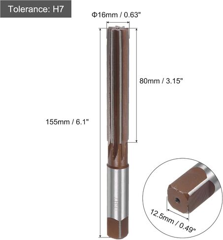 Hand Reamer 16mm H7 Metric Reamer Drill Bit for Metal Wood Hole Reaming, Straight Flutes 9SiCr Alloy Steel Cutting Tool in Kuwait