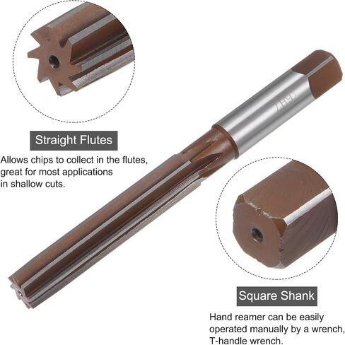Hand Reamer 16mm H7 Metric Reamer Drill Bit for Metal Wood Hole Reaming, Straight Flutes 9SiCr Alloy Steel Cutting Tool in Kuwait