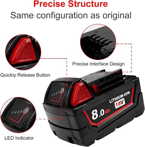 8Ah Replacement Battery for Milwaukee 18V Battery Compatible with Milwaukee 18V Power Tools (2 PCS) in Saudi Arabia