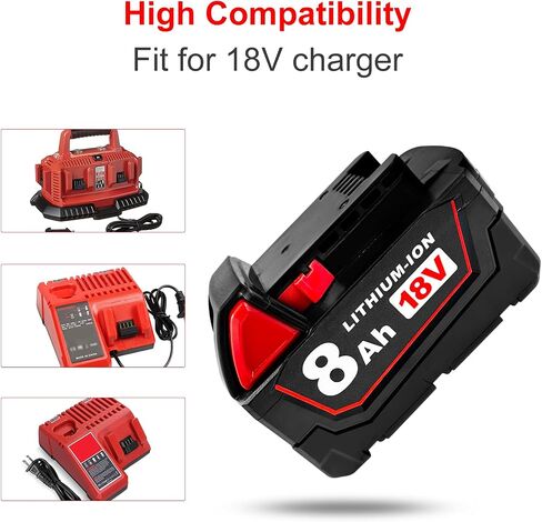 8Ah Replacement Battery for Milwaukee 18V Battery Compatible with Milwaukee 18V Power Tools (2 PCS) in Saudi Arabia