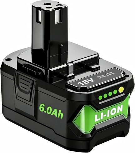 Upgrade 2 Pack 6.0Ah High Capacity Replacement for Ryobi 18V Battery P108 P104 P105 P102 P103 P122 P109 Li-ION Compatible with Ryobi 18V ONE+ System Cordless Power Tools and Charger in Kuwait