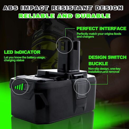 Upgrade 2 Pack 6.0Ah High Capacity Replacement for Ryobi 18V Battery P108 P104 P105 P102 P103 P122 P109 Li-ION Compatible with Ryobi 18V ONE+ System Cordless Power Tools and Charger in Saudi Arabia