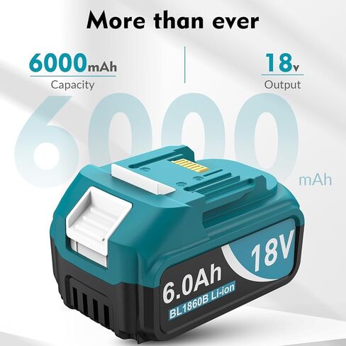 2Packs 6.0Ah Replacement for Makita Battery 18V with 2-Port Charger in Kuwait
